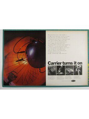 Print Ad Carrier Air Conditioning Turns It On 1960s Engineering Tech 2 Page